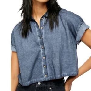 Free People Weekend Rush Top chambray blue XS NWT